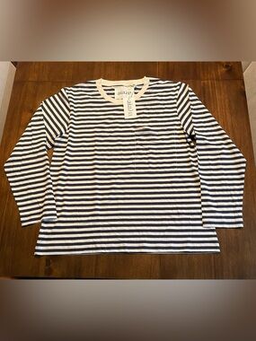 aiayu NWT 1967 Light Long Sleeve Mix Night Navy/White Striped Women’s Medium